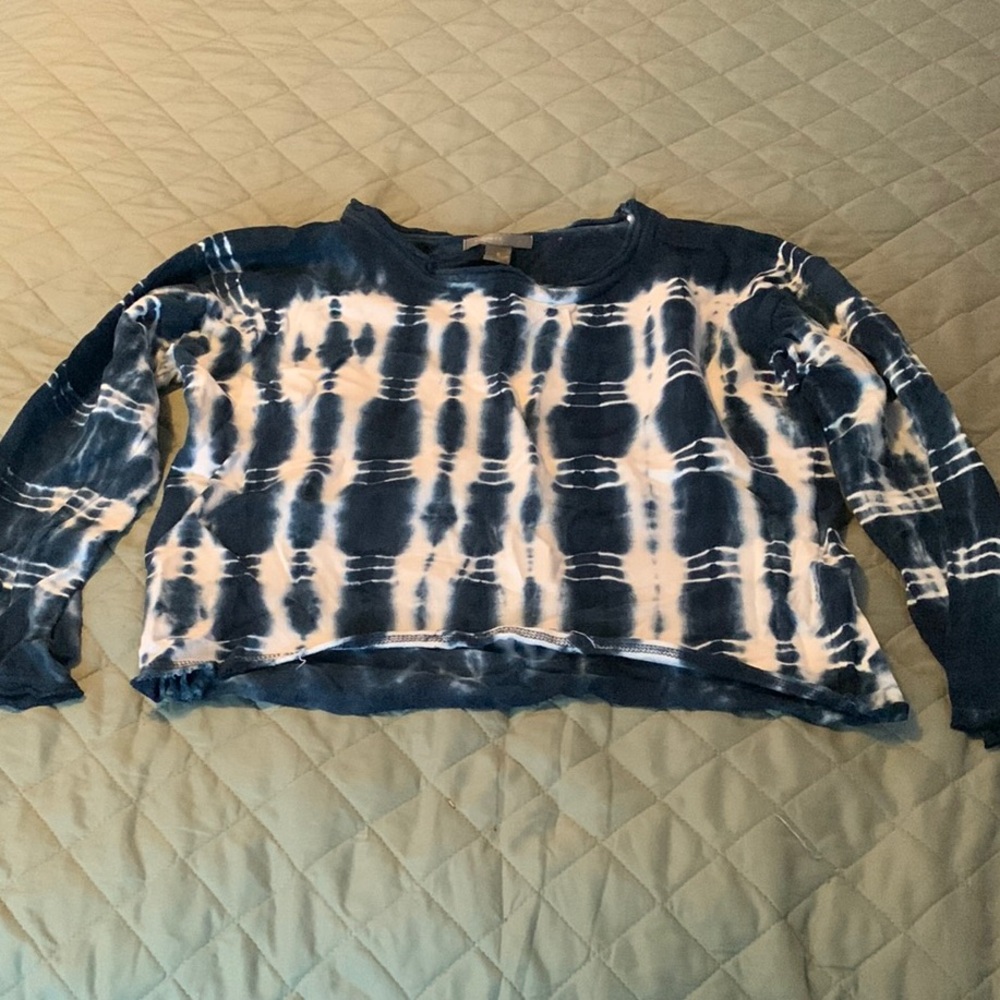 Vicini Blue and White Tie-Dye Long Sleeve Top
